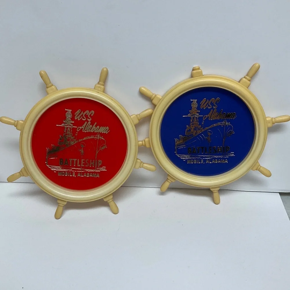 VINTAGE USS set of 6 Coasters Alabama Battleship Mobile, Alabama Colorful